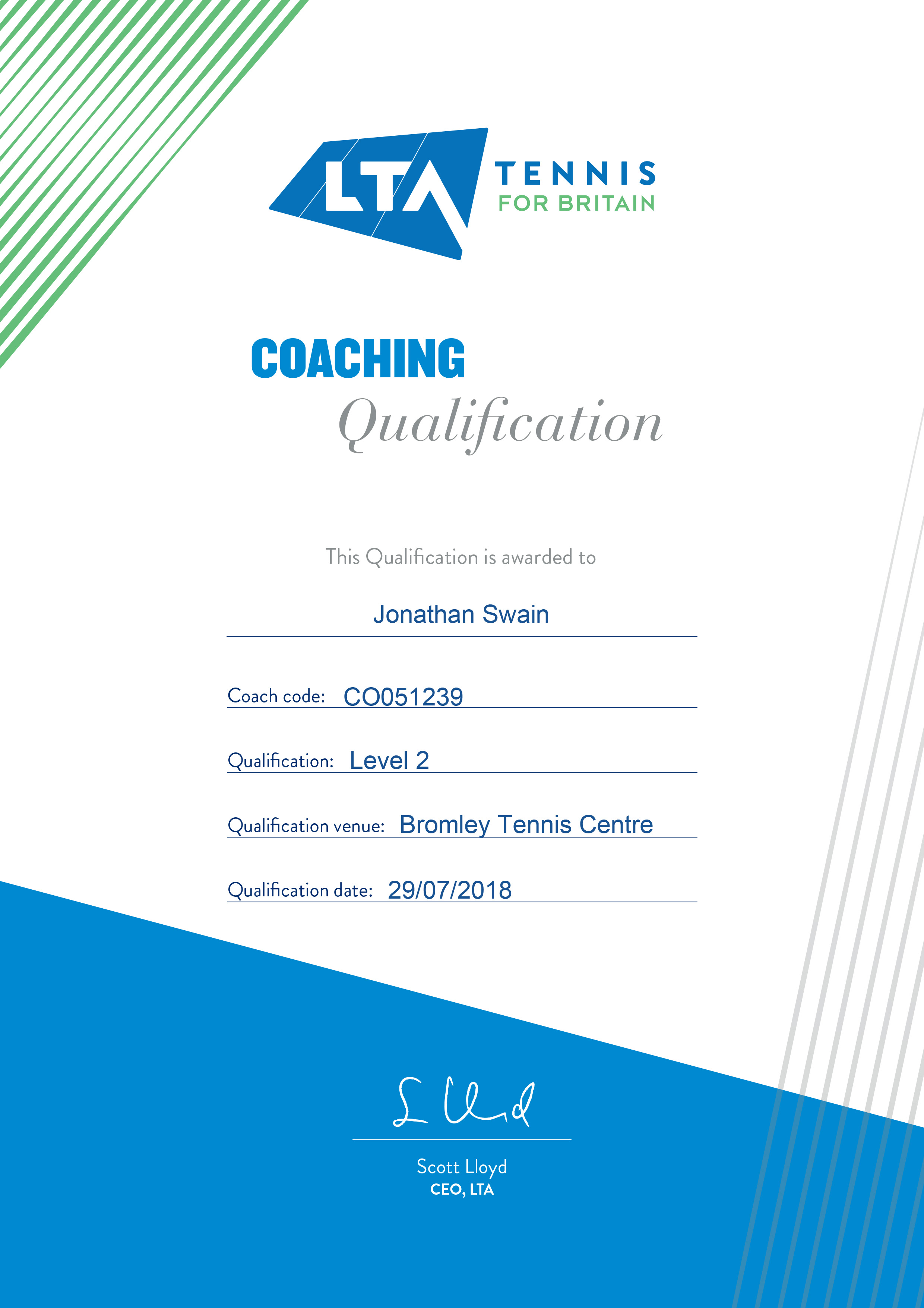 lta qualification certificate